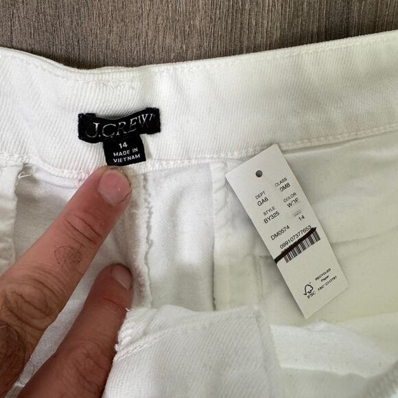 J.Crew Patch Pocket Denim Short Womens 14 White High Rise Stretch Zip Fly Button - Picture 5 of 8